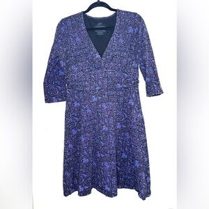 Patagonia Black and Purple Margot Dress 3/4 sleeve Large